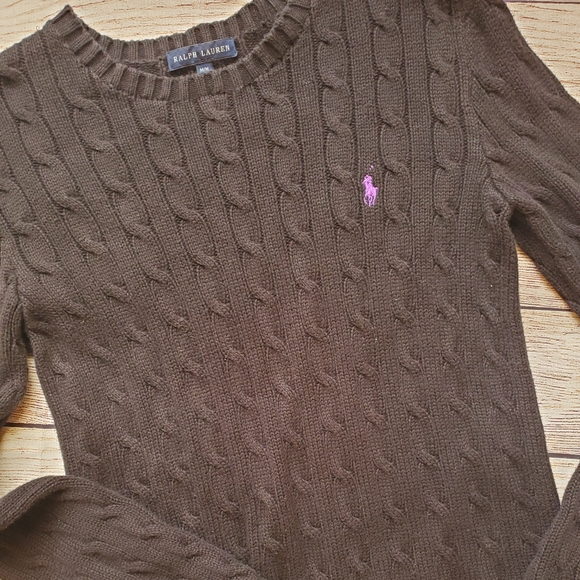 Polo Ralph Lauren Sweaters - Black Ralph Lauren Polo Sweater with Purple Horse